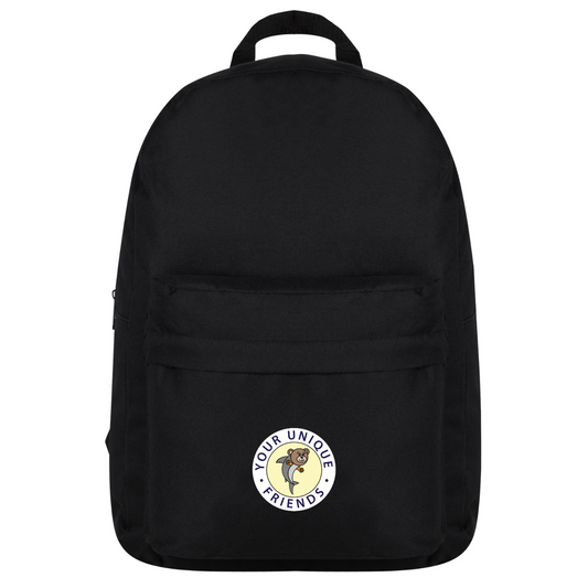 black backpack school work logo
